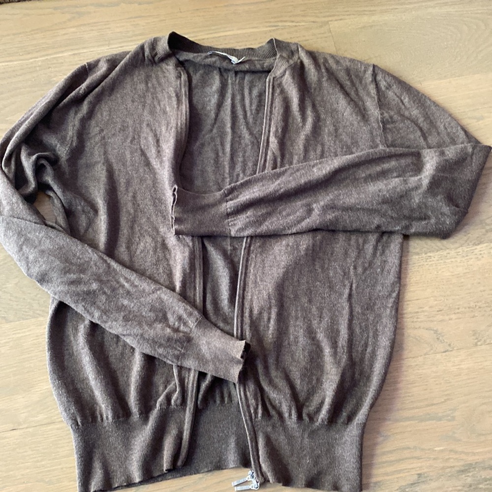 Suit Supply cotton cashmere brown zipper cardigan. Men’s Small